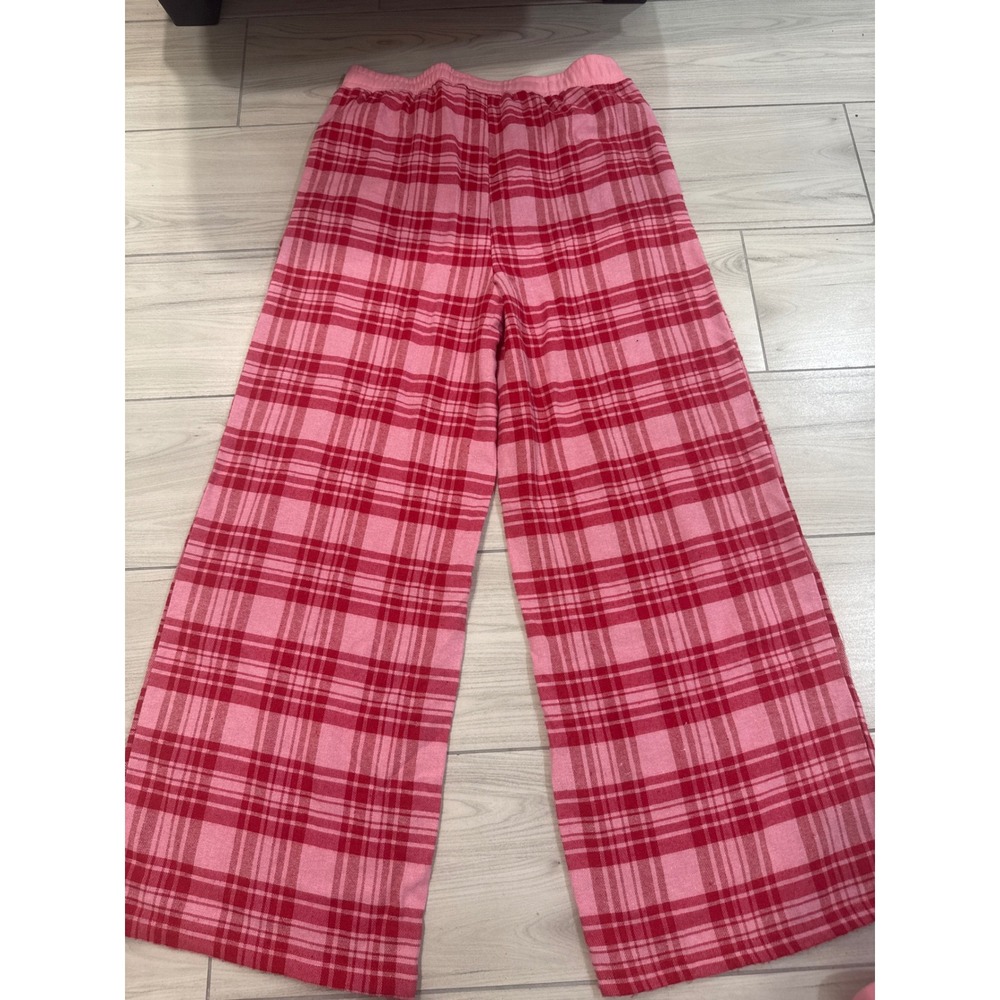 Von Dutch Originals Pink Red Plaid Pajama Set Bralette Wide Leg Pants Large NWT - Picture 9 of 9